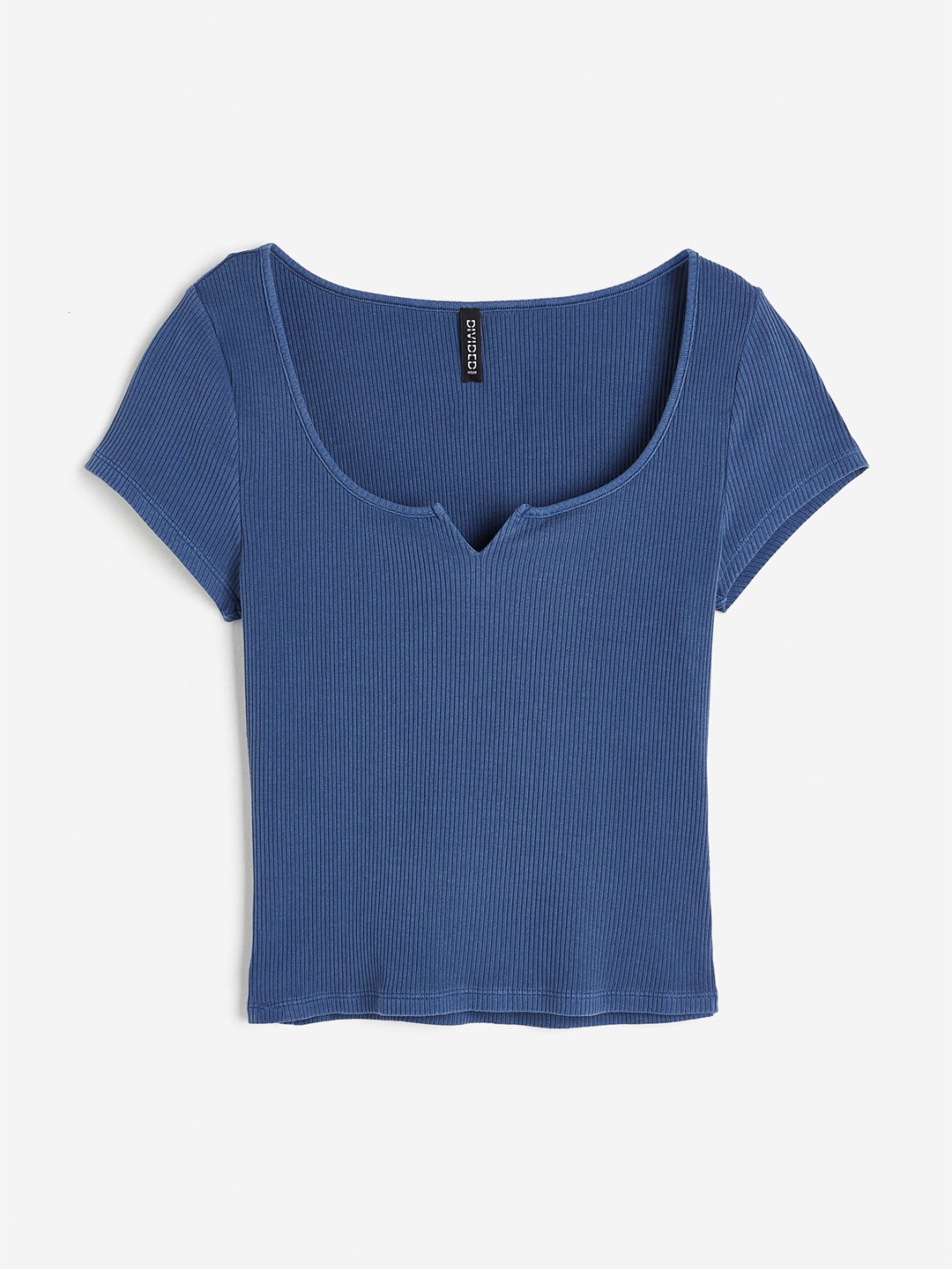

H&M Women Washed-Look Ribbed Top, Blue