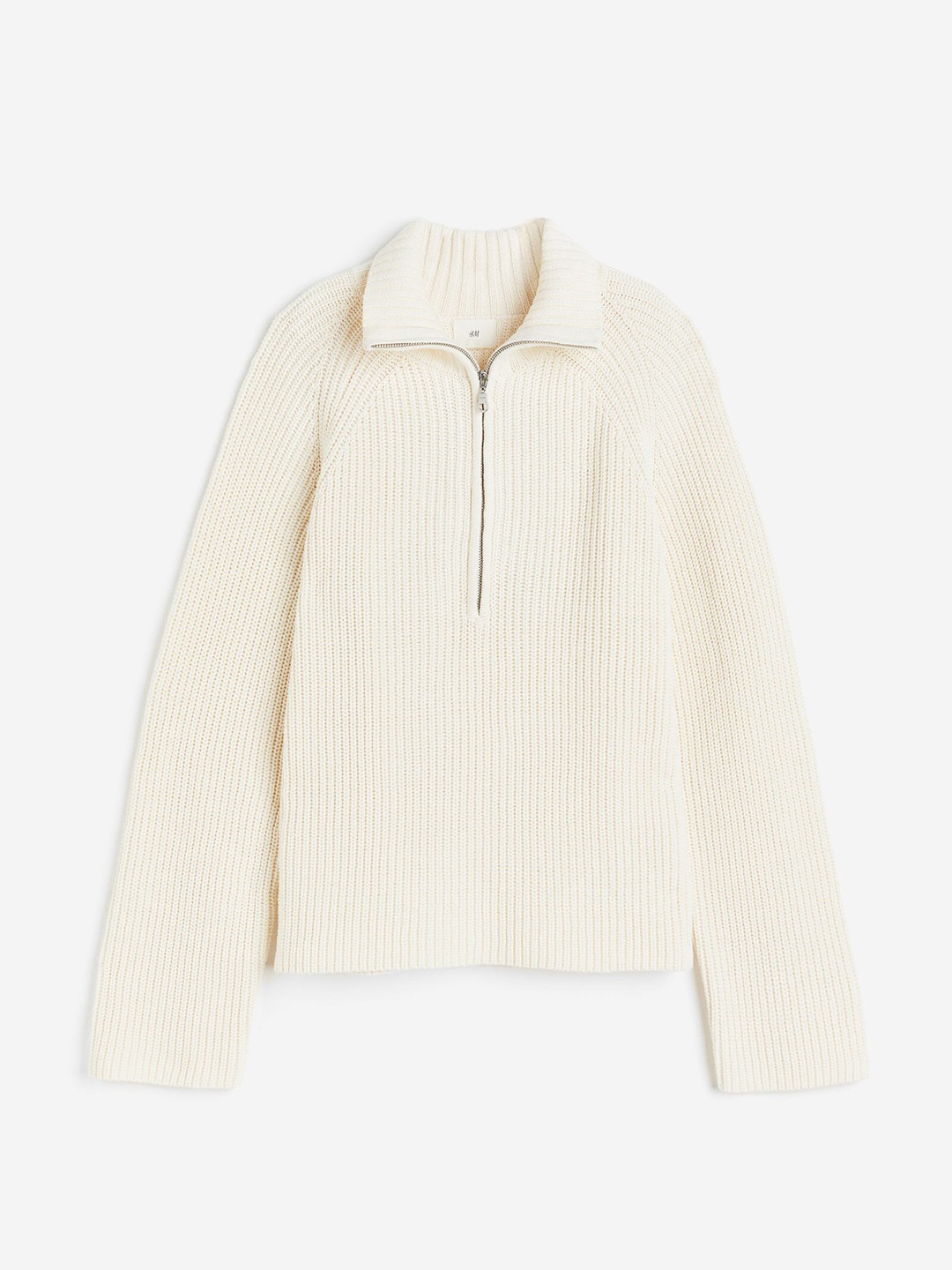 

H&M Rib-Knit Half-Zip Jumper, Beige