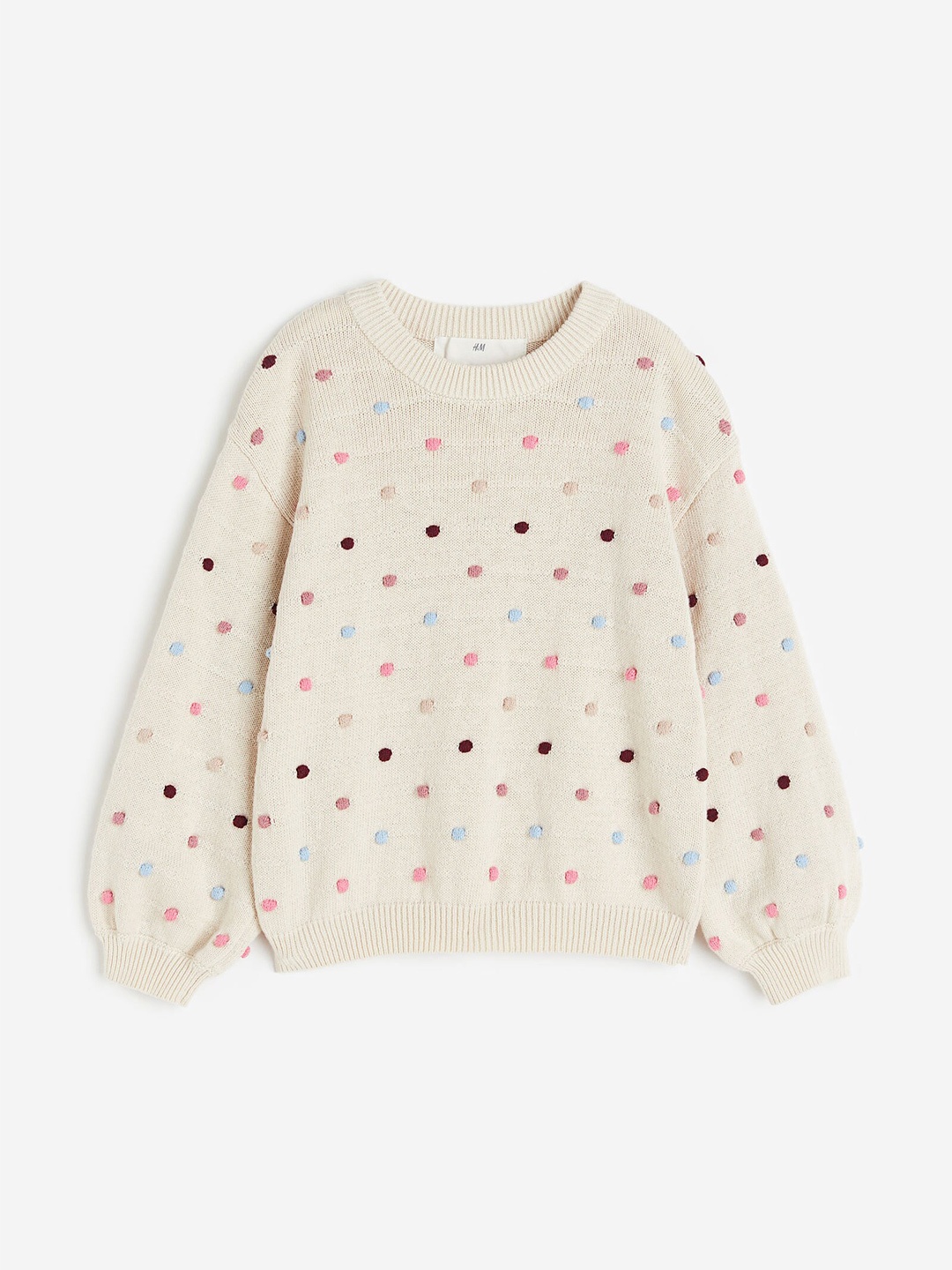 

H&M Girls Textured-Knit Jumper, White