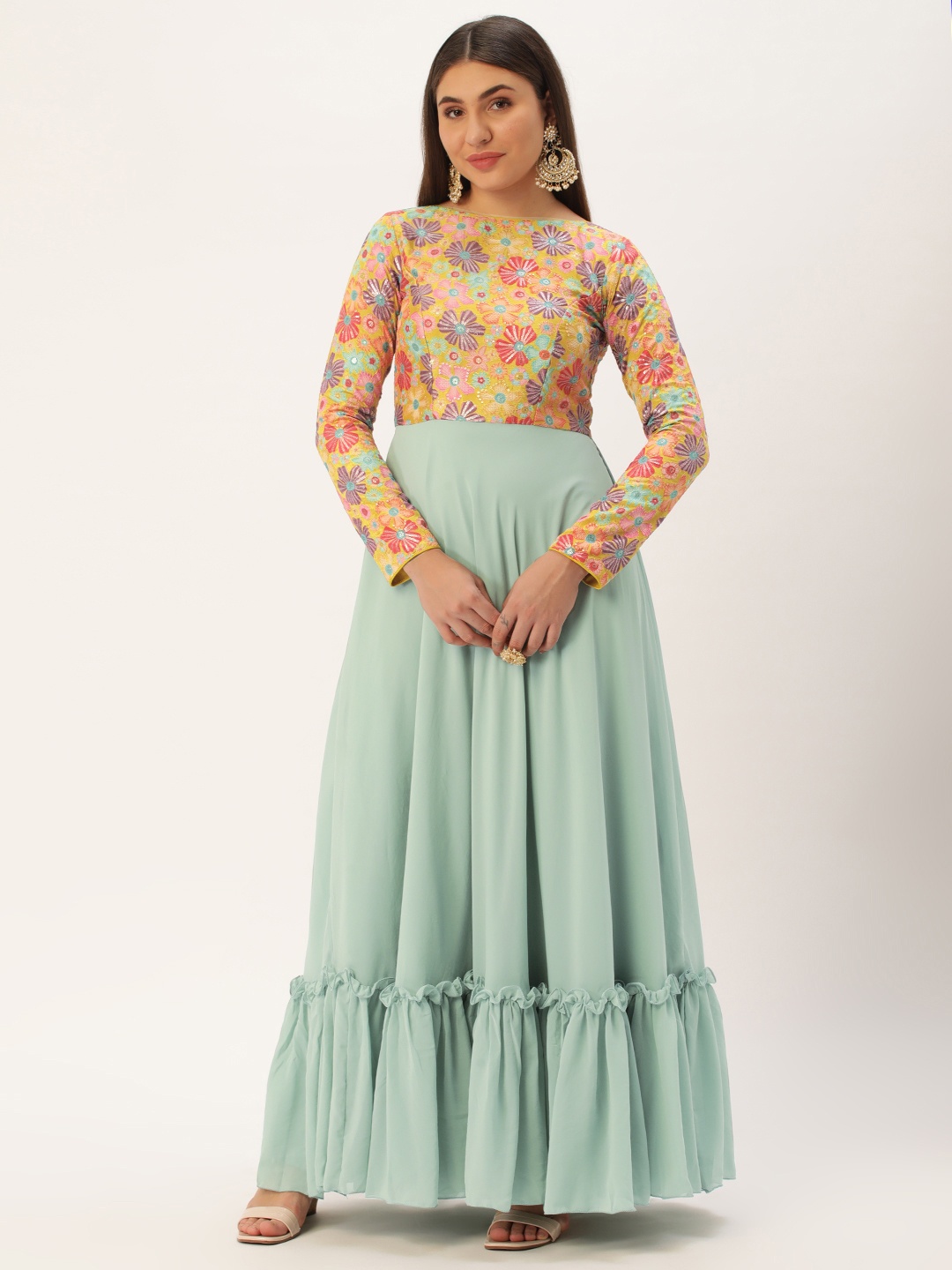 

Ethnovog Floral Print Maxi Dress, Green
