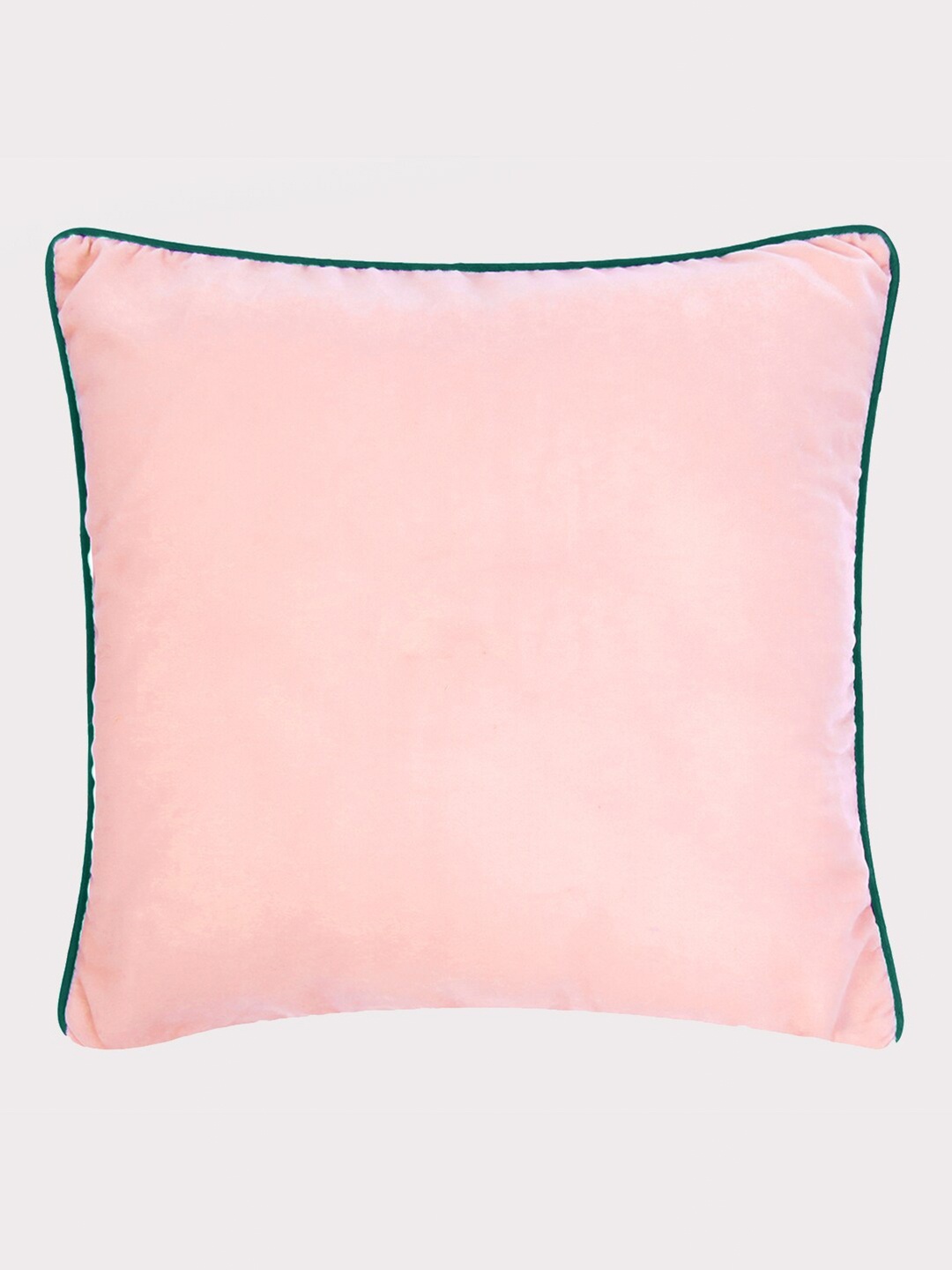 

OUSSUM Pink & Green Velvet Square Cushion Cover With Piping