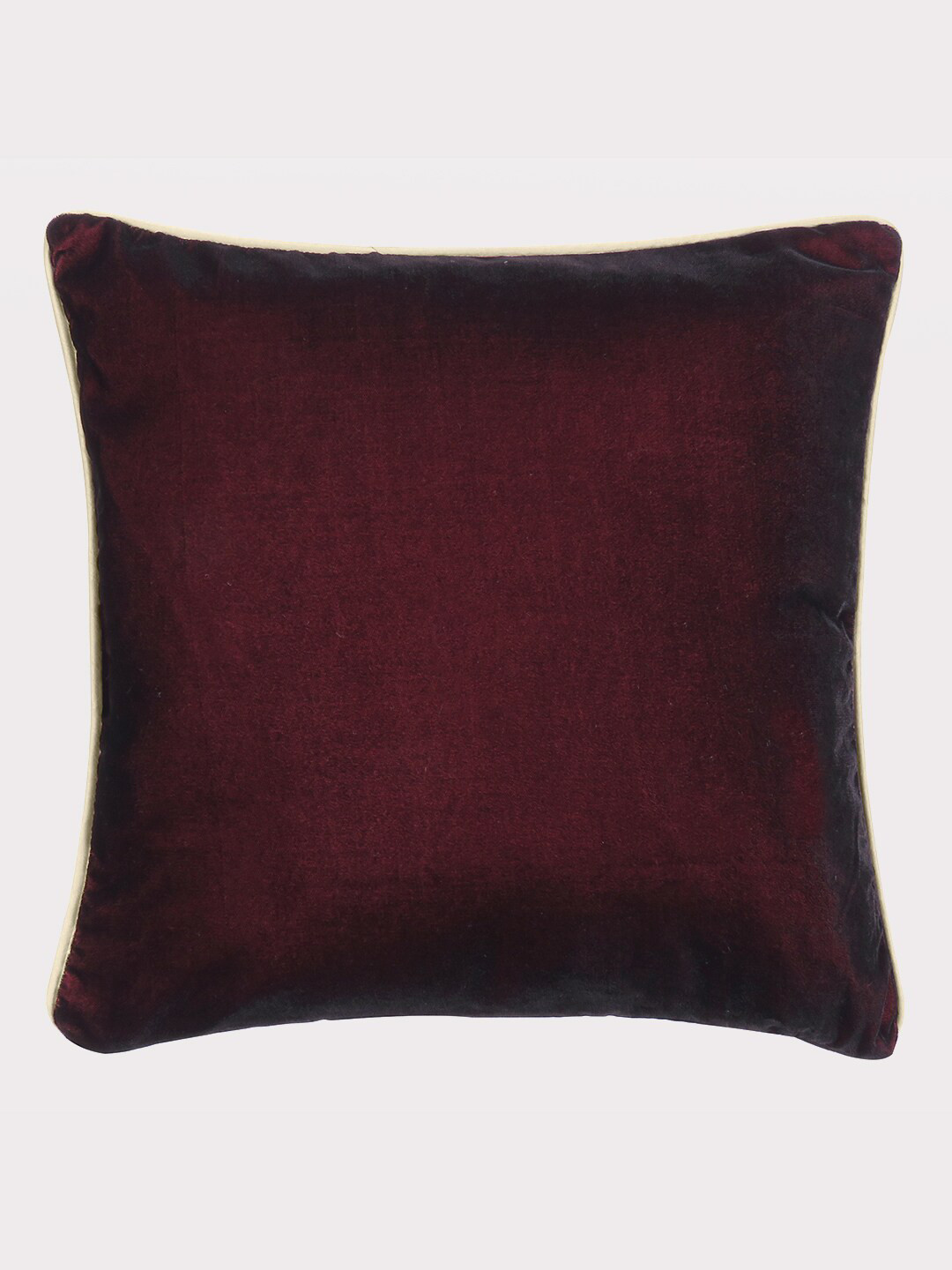 

OUSSUM Maroon Solid Velvet Square Cushion Cover
