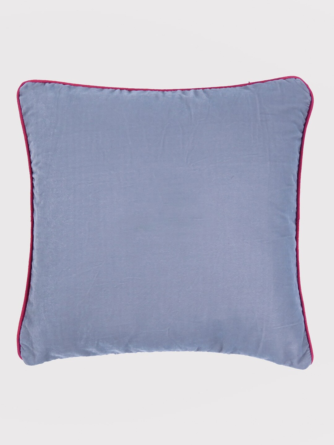 

OUSSUM Grey & Pink Solid Velvet Square Cushion Cover