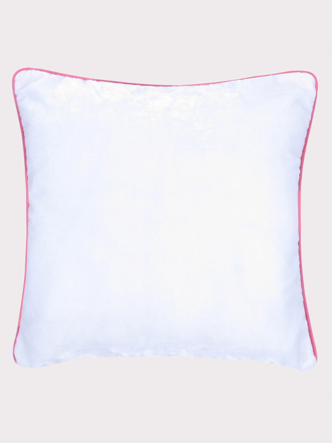 

OUSSUM White & Pink Solid Velvet Square Cushion Cover