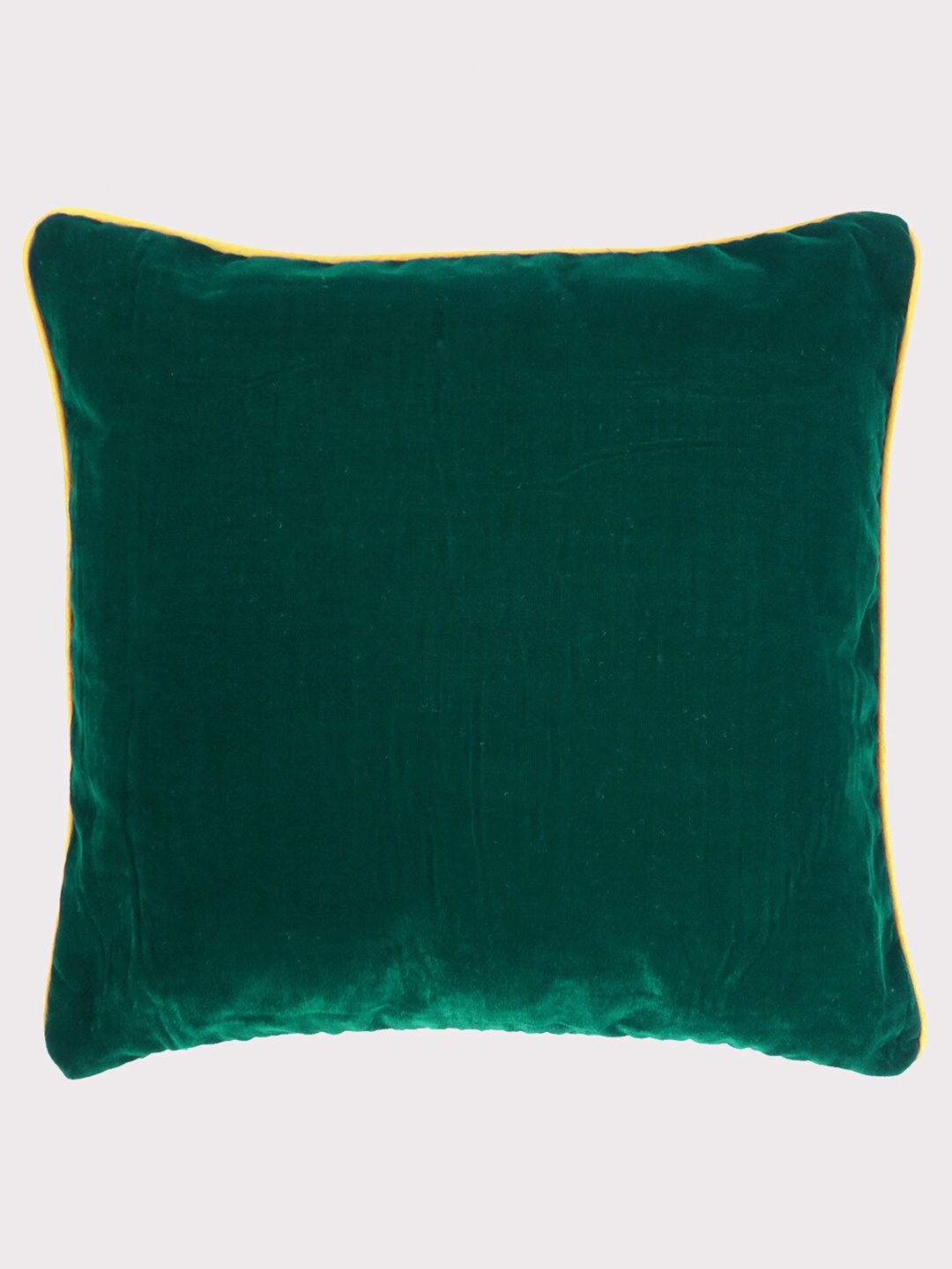 

OUSSUM Green & Yellow Solid Velvet Square Cushion Cover