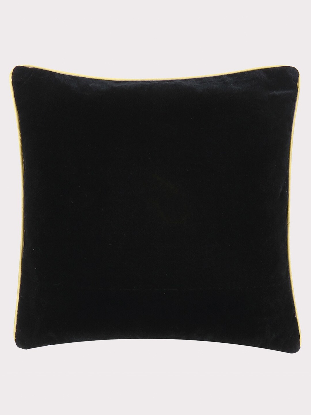 

OUSSUM Black & Gold-Toned Velvet Square Cushion Cover With Piping