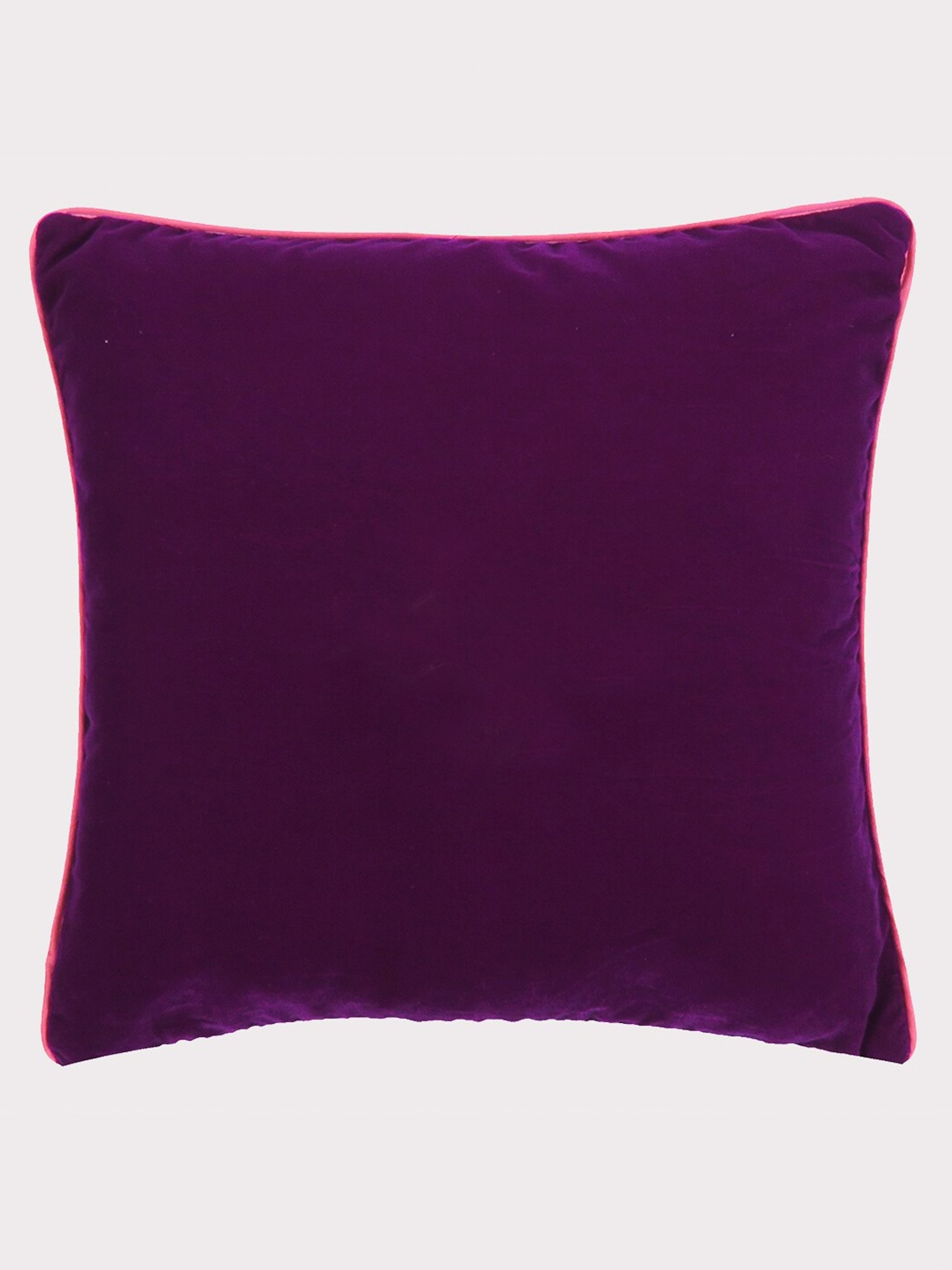 

OUSSUM Purple & Pink Velvet Square Cushion Cover With Piping