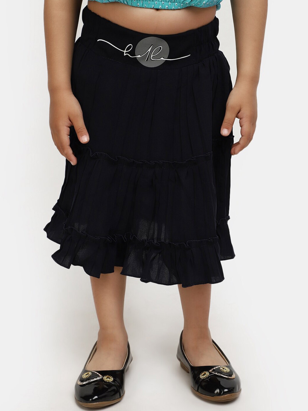 

V-Mart Girls Flared Midi Skirt, Navy blue