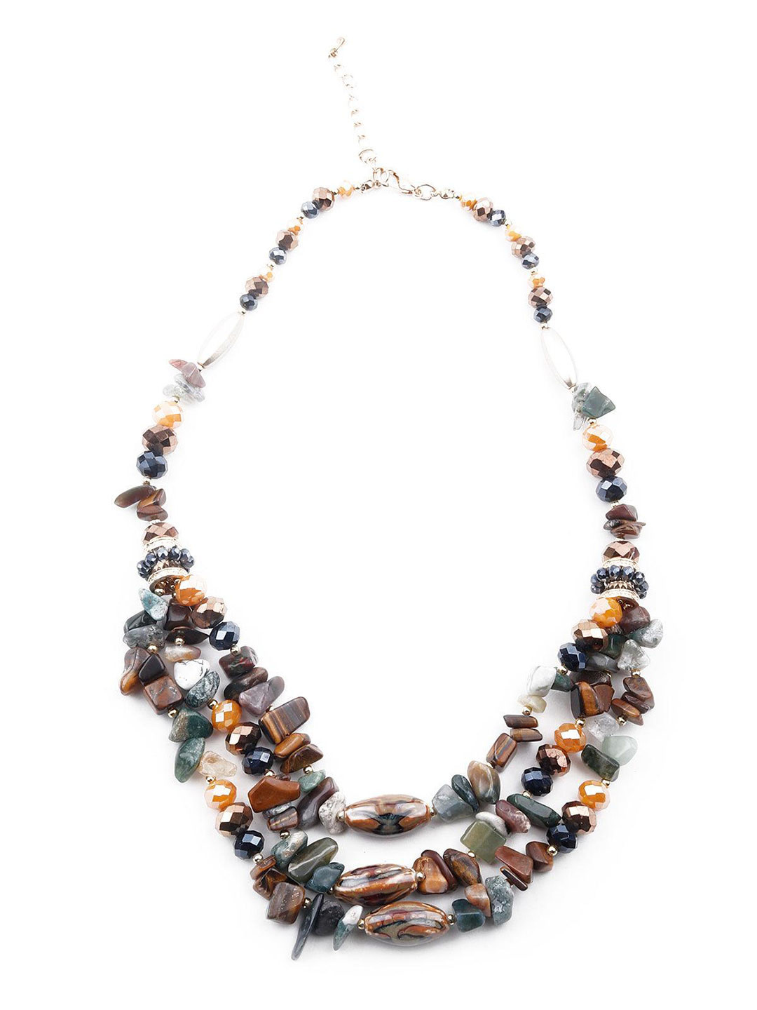 

ODETTE Layered Beaded Statement Necklace, Brown