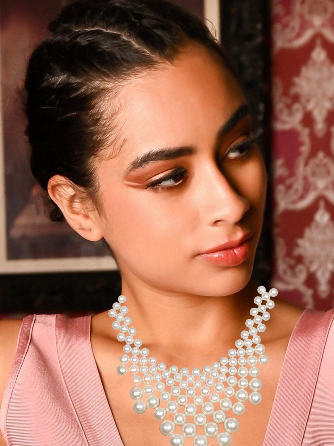 

ODETTE Pearl Beaded Statement Necklace, White
