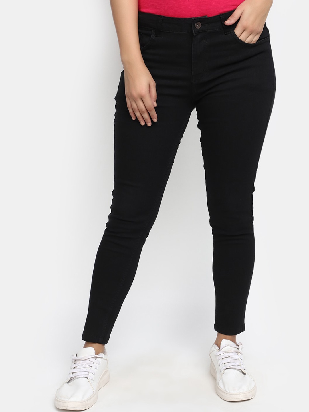 

V-Mart Regular Fit Mid Rise No Fade Stretchable Jeans, Black