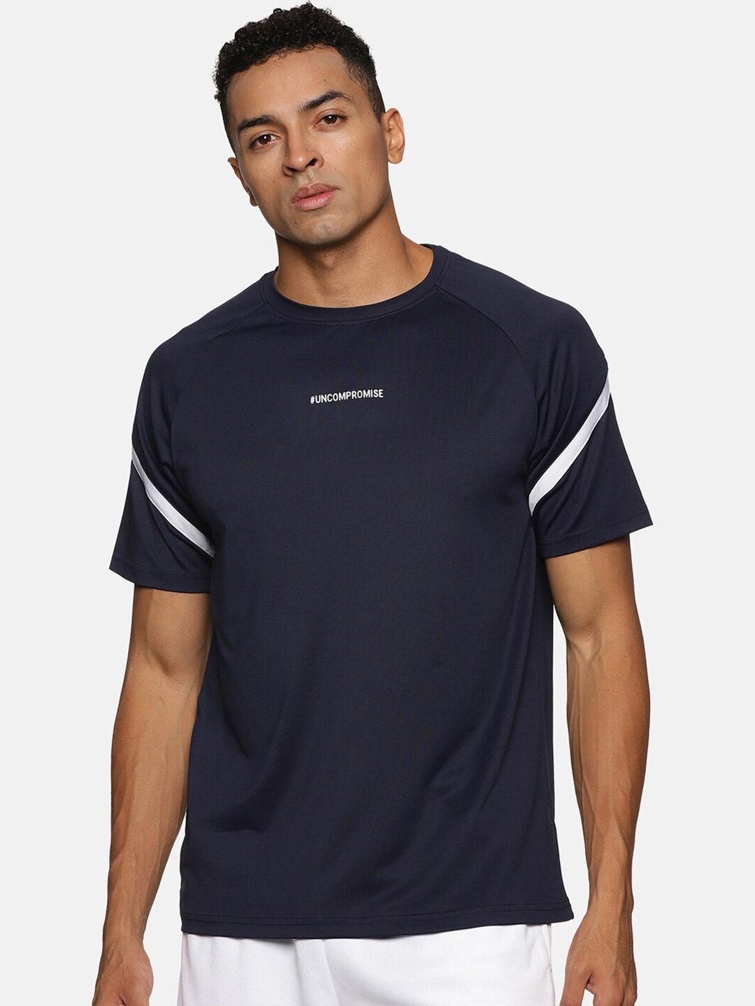 

VS by Sehwag Printed Short Sleeves Slim Fit Sports T-Shirt, Navy blue