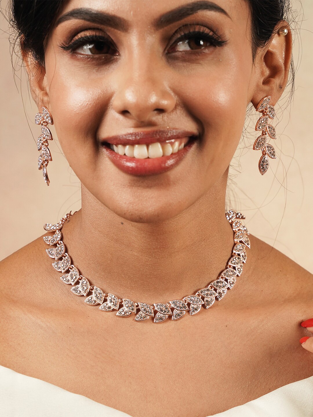 

Fida Rose Gold-Plated AD-Studded Jewellery Set