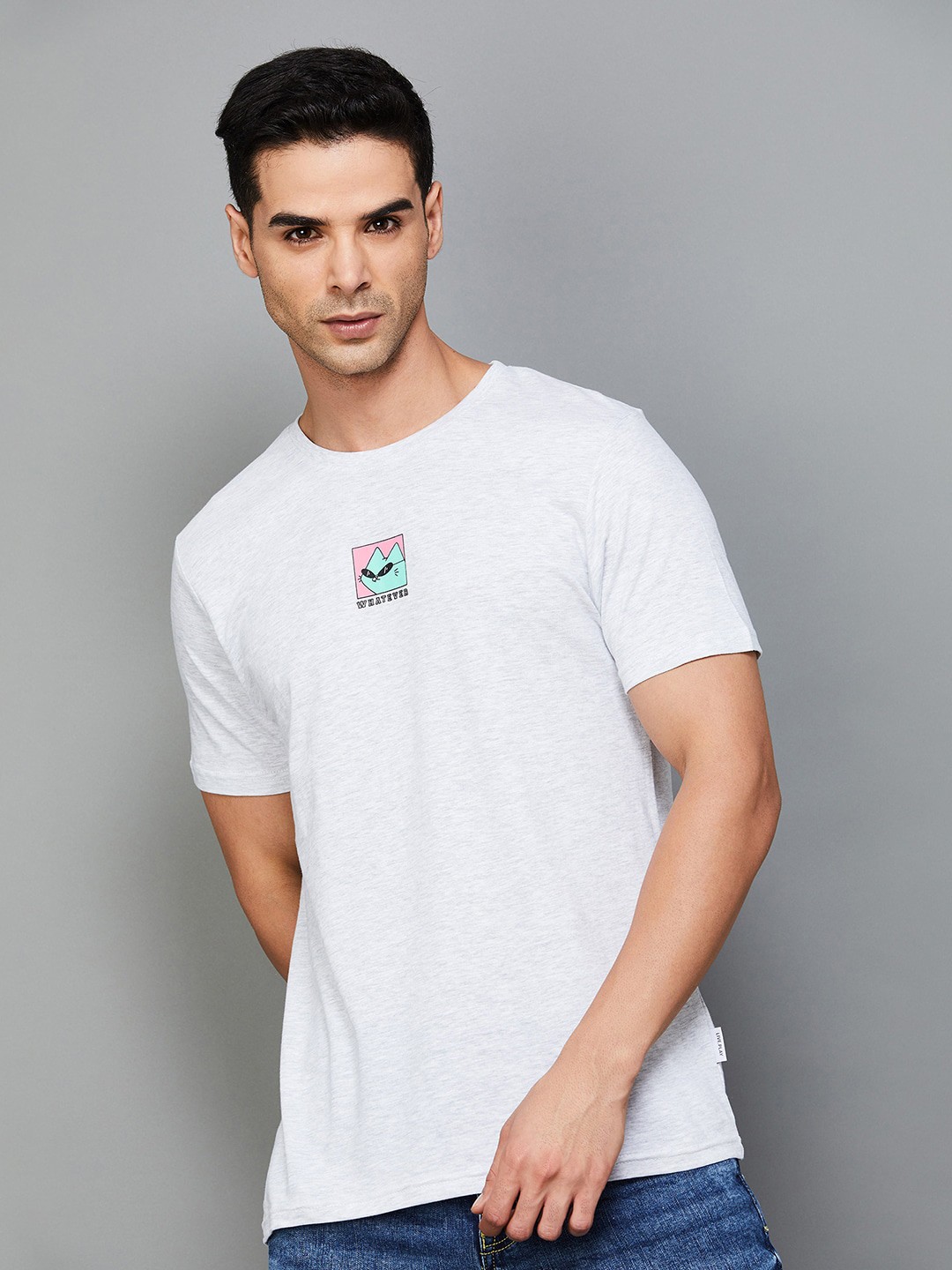 

Fame Forever by Lifestyle Round Neck Cotton T-Shirt, Grey