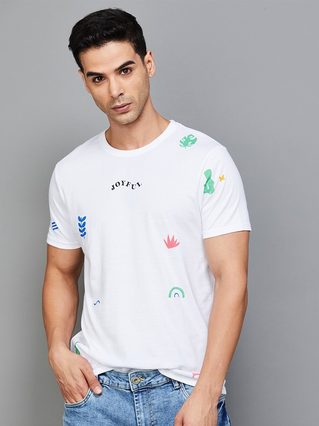 

Fame Forever by Lifestyle Conversational Printed Round Neck Pure Cotton T-shirt, White