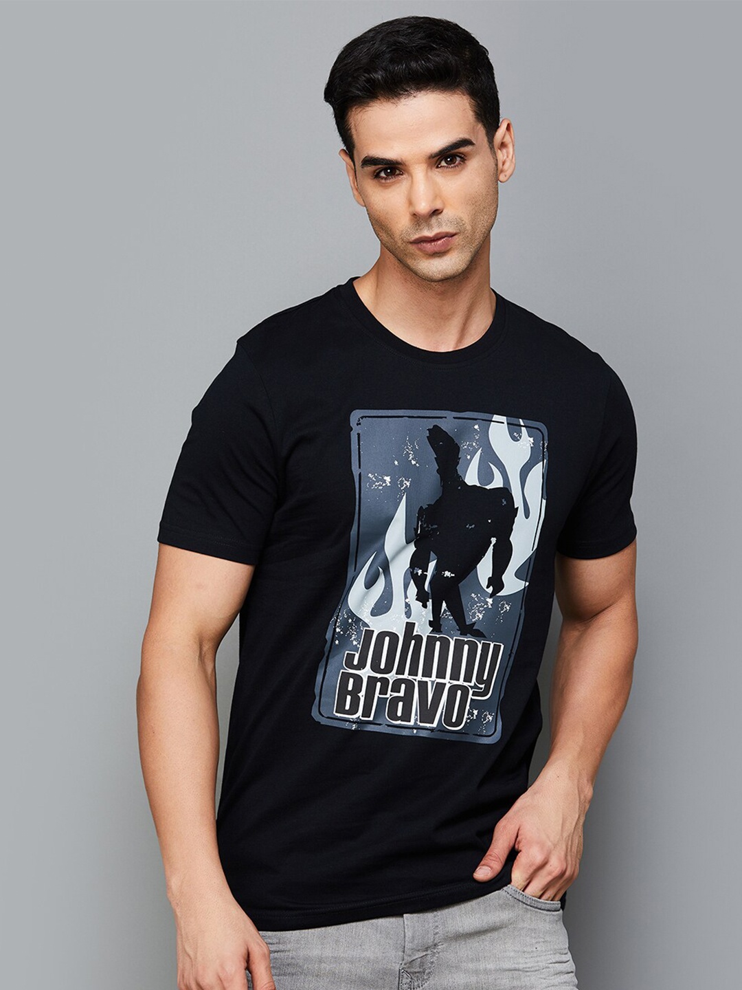 

Fame Forever by Lifestyle Graphic Printed Round Neck Pure Cotton T-shirt, Black