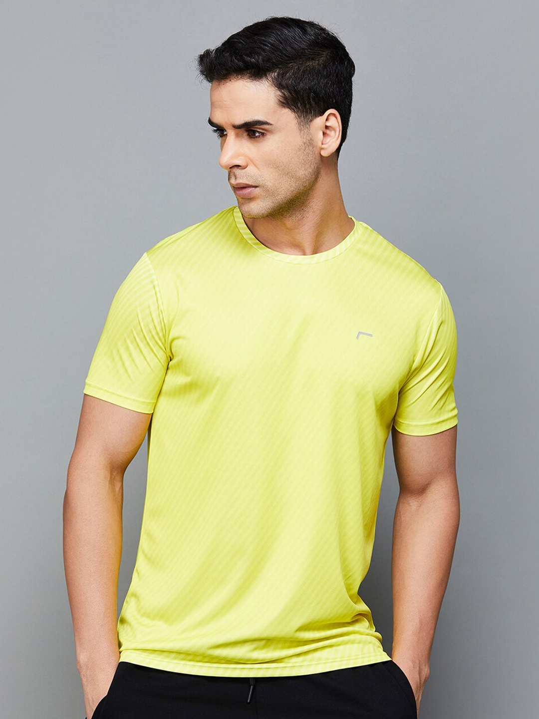 

Fame Forever by Lifestyle Striped Round Neck T-shirt, Lime green
