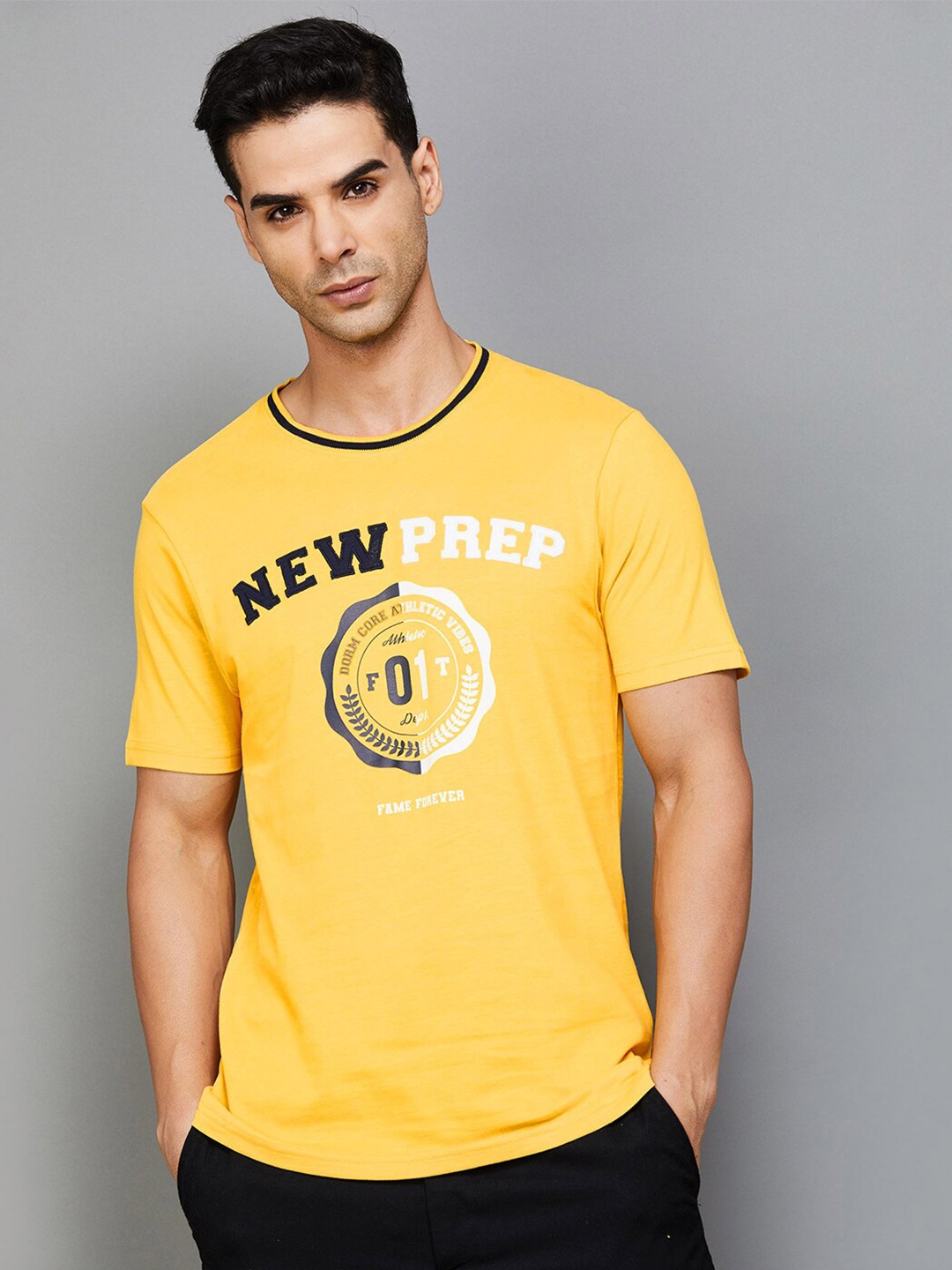 

Fame Forever by Lifestyle Typography Printed Cotton T-Shirt, Yellow