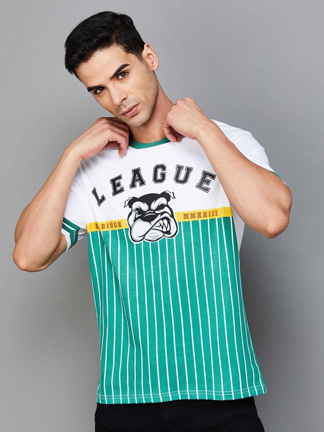 

Fame Forever by Lifestyle Graphic Printed Round Neck Pure Cotton T-shirt, Green