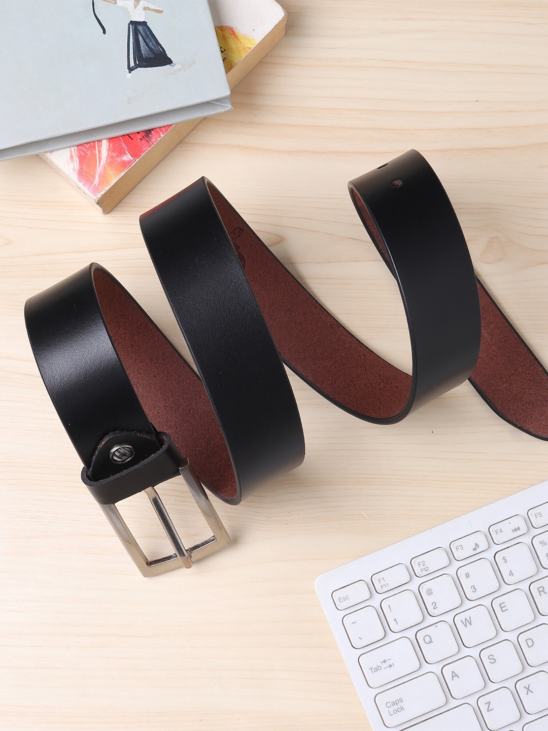 

Elite Crafts Men Leather Formal Belt, Black