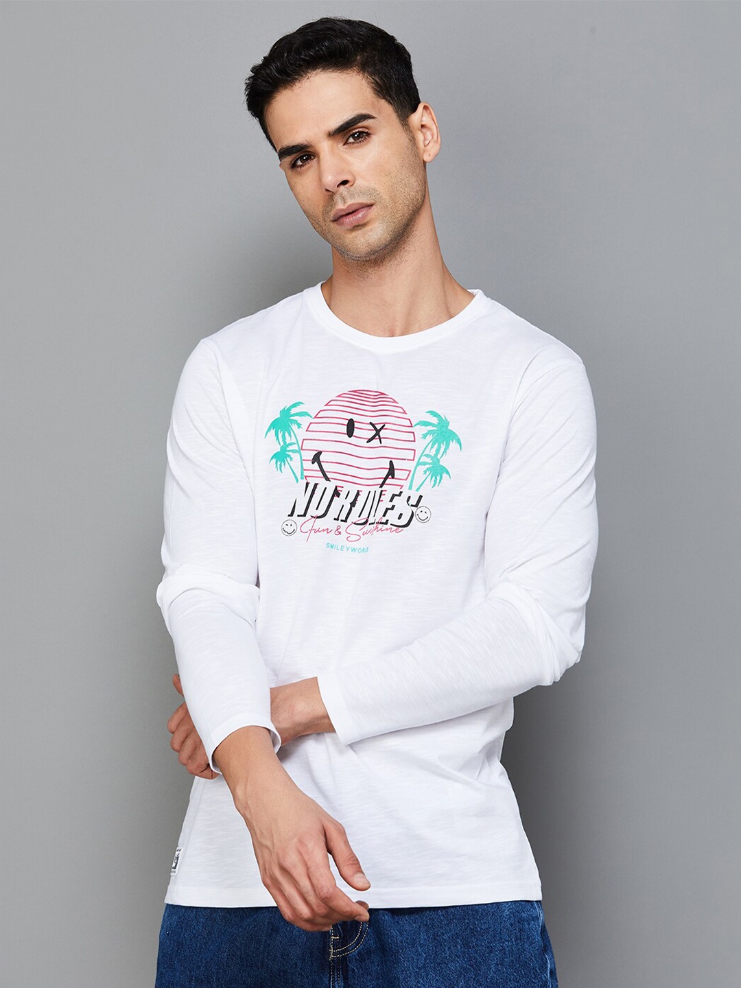 

SmileyWorld Graphic Printed Pure Cotton T-Shirt, White