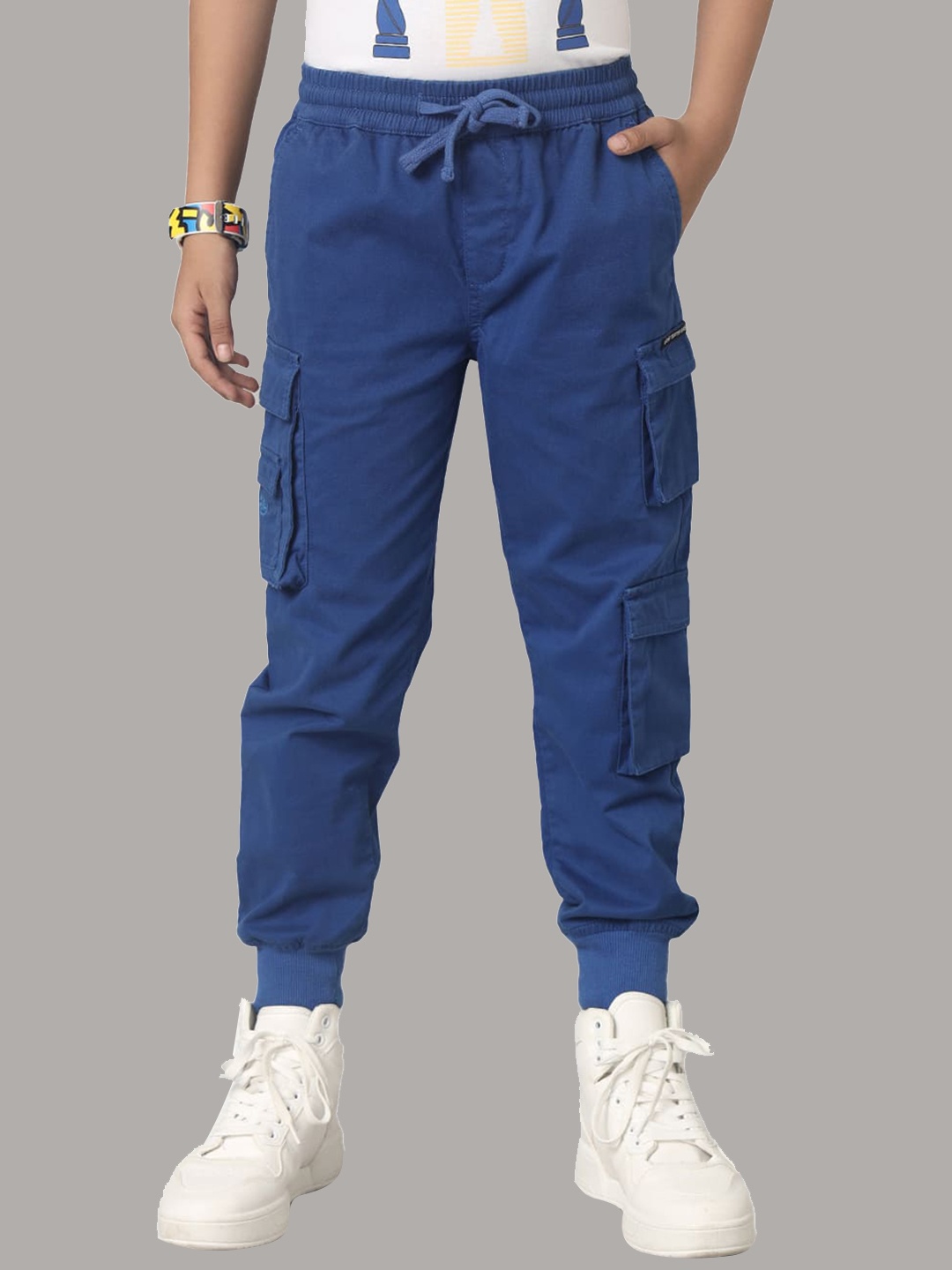 

UNDER FOURTEEN ONLY Boys Relaxed Cotton Cargos, Blue