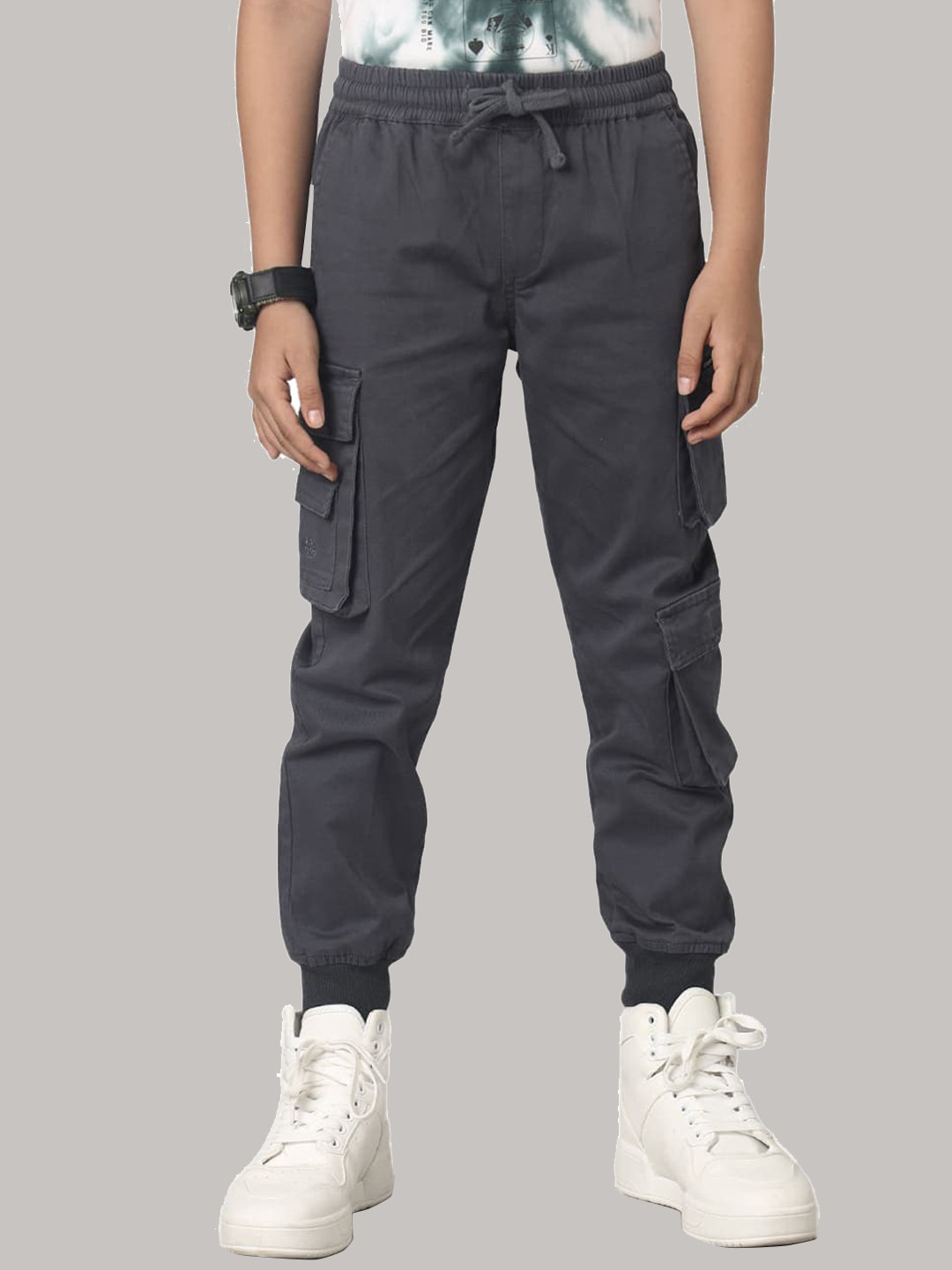 

UNDER FOURTEEN ONLY Boys Relaxed Cotton Joggers, Grey