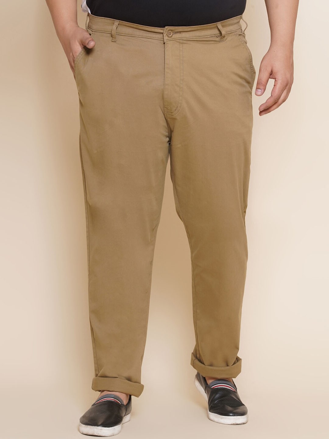 

John Pride Men Plus Size Easy Wash Stretchable Chinos, Khaki