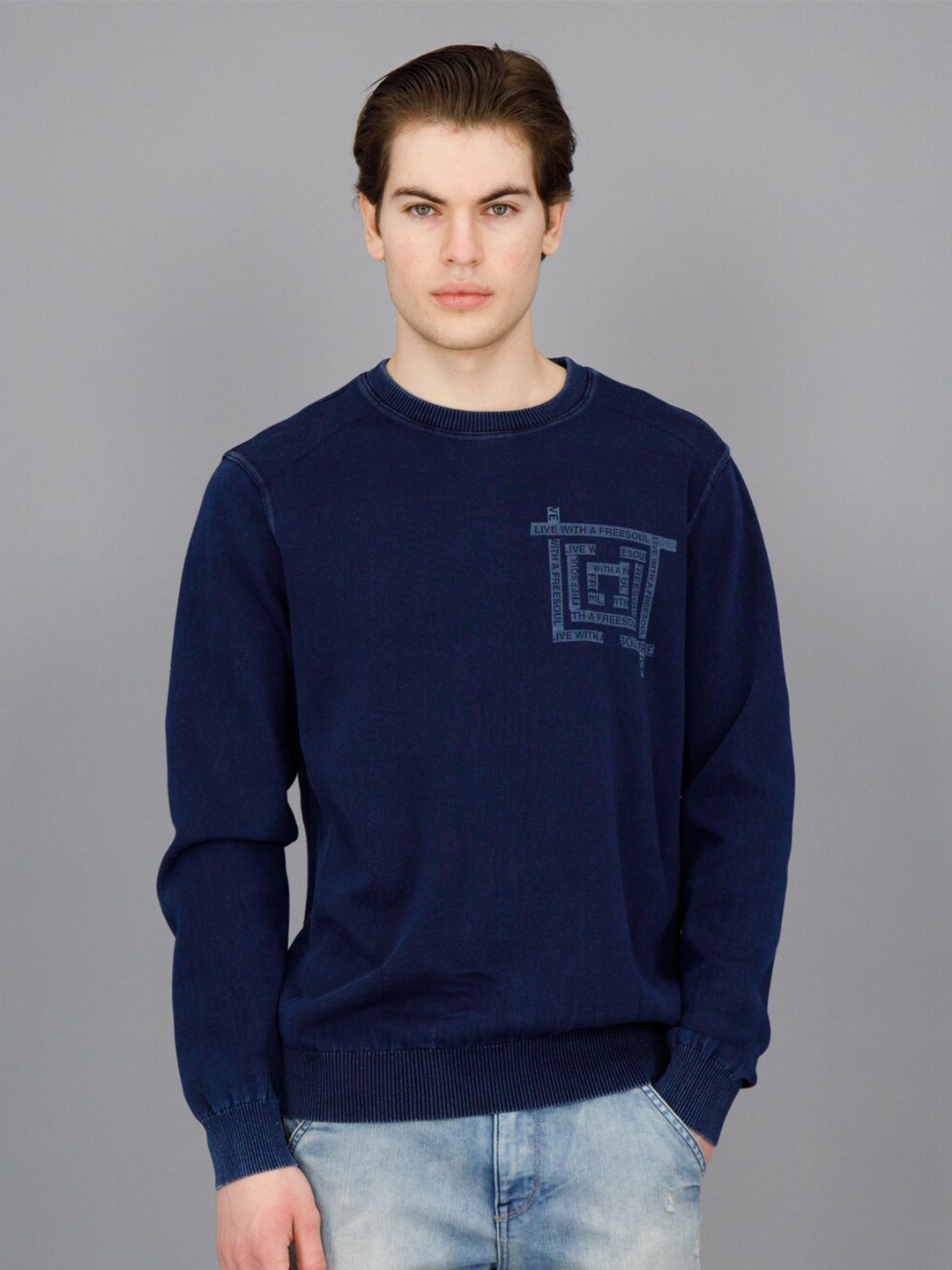 

FREESOUL Typography Printed Sweatshirt, Blue