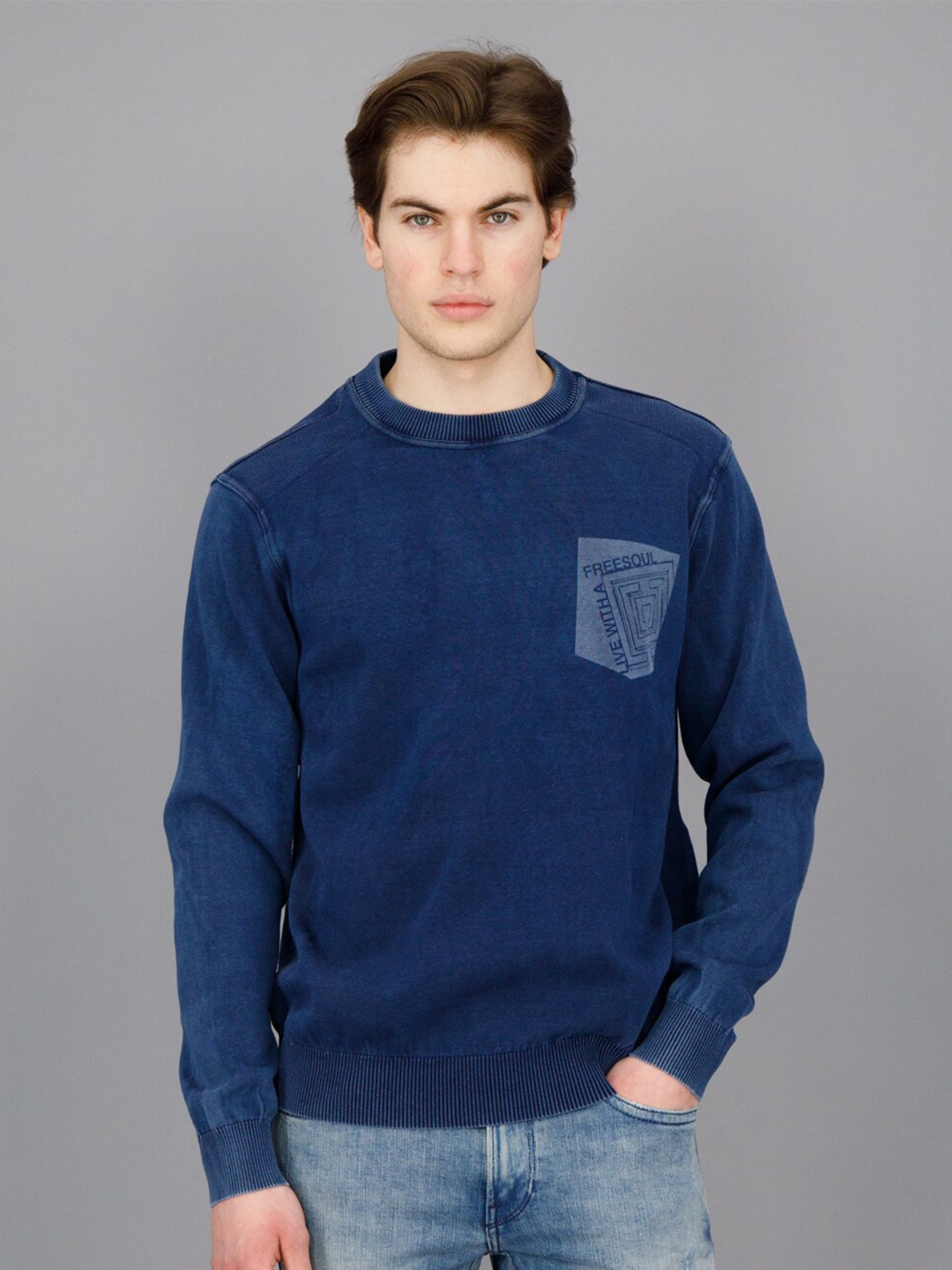 

FREESOUL Round Neck Long Sleeves Sweatshirt, Blue