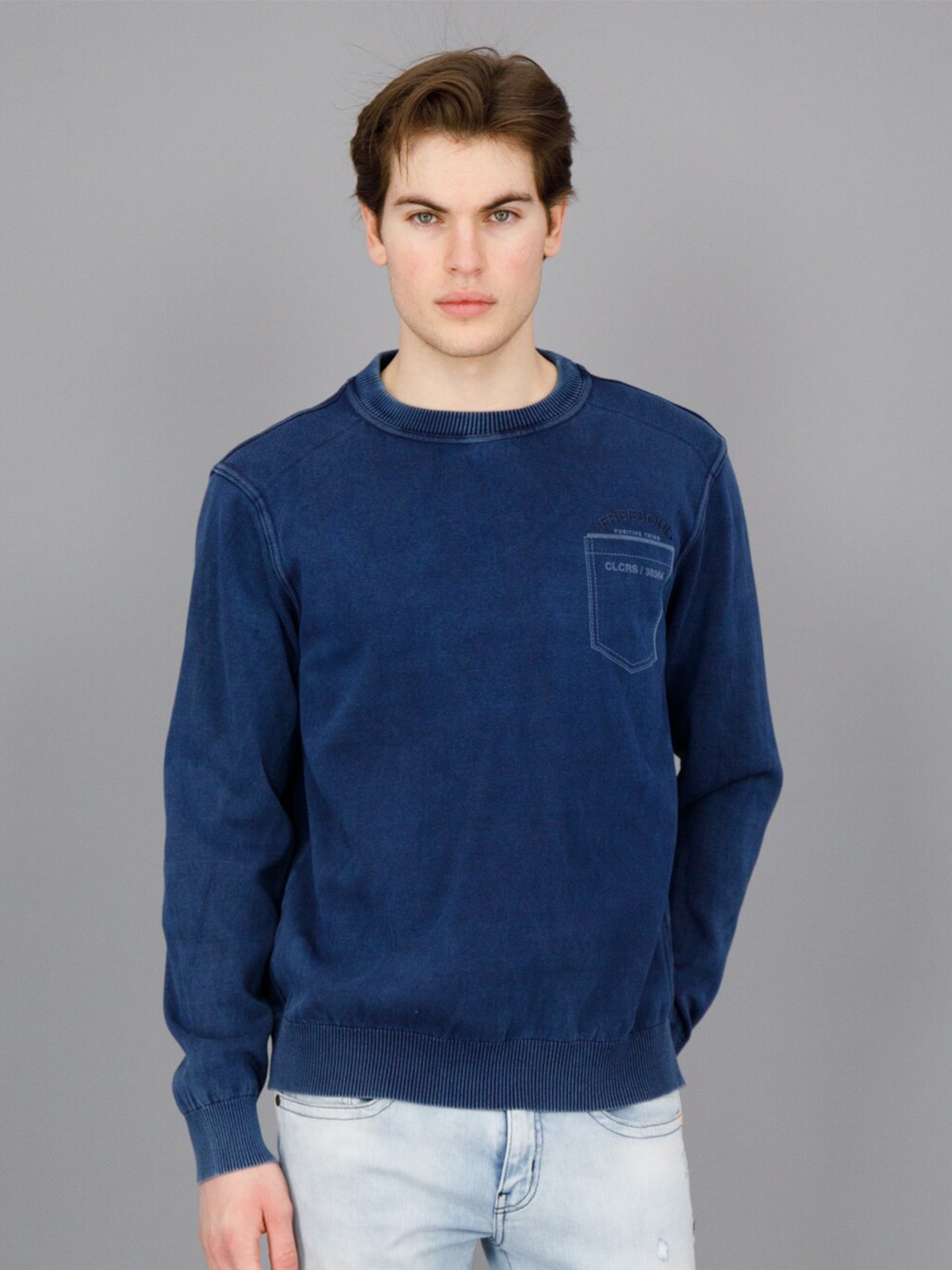 

FREESOUL Round Neck Long Sleeves Sweatshirt, Blue