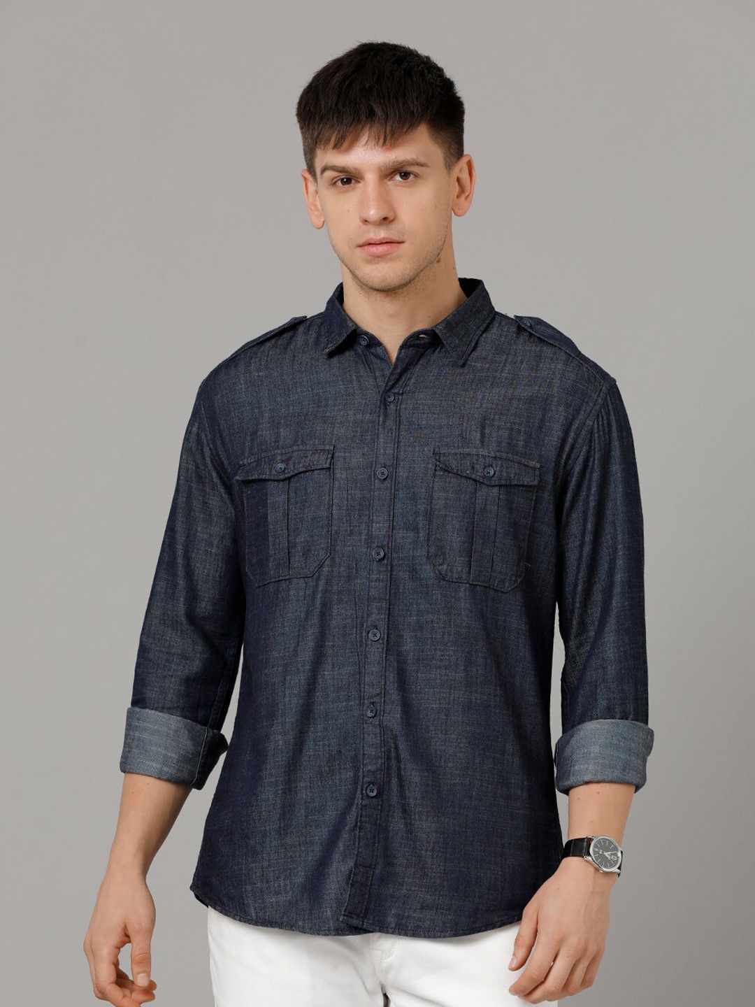 

YOVISH Men Blue Comfort Opaque Casual Shirt