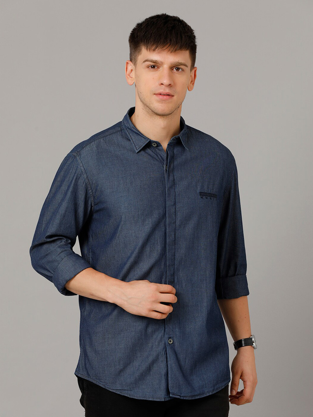 

YOVISH Men Blue Comfort Opaque Casual Shirt