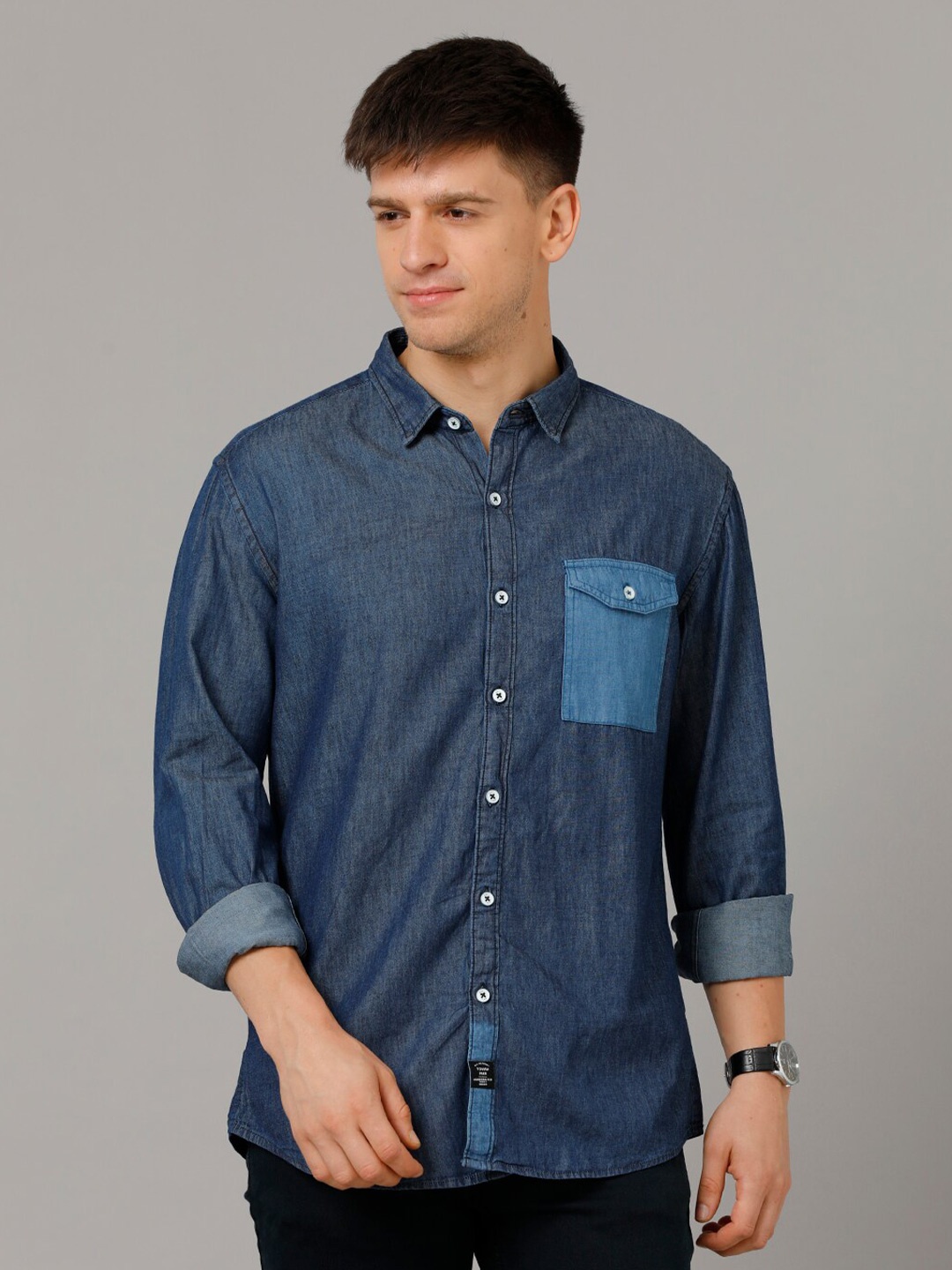 

YOVISH Men Blue Comfort Opaque Casual Shirt