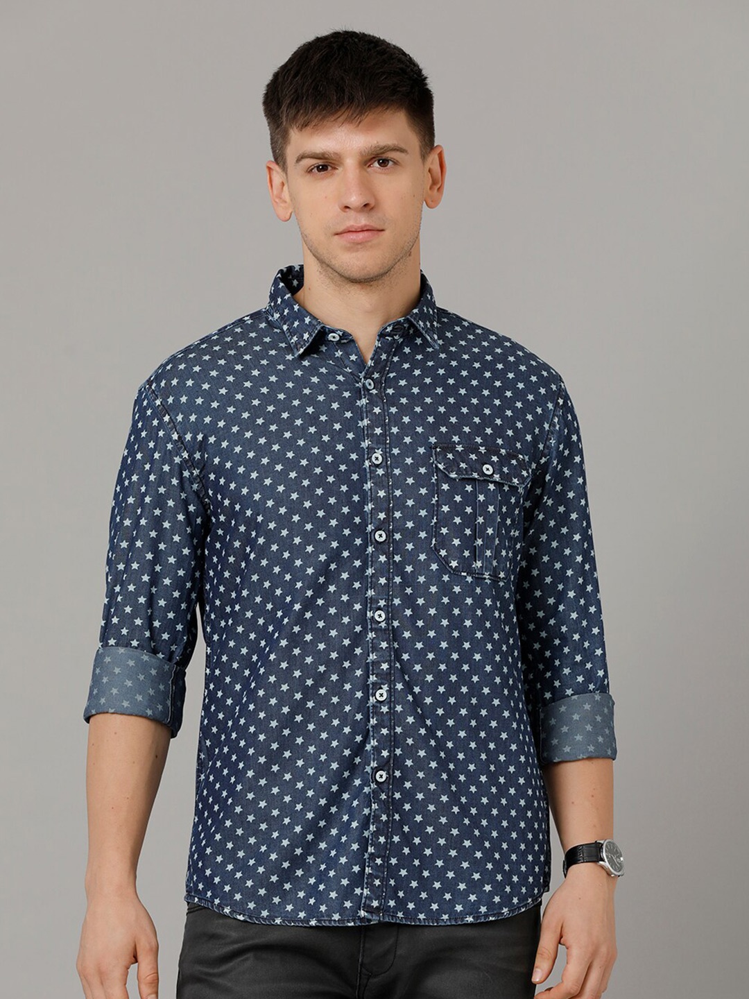 

YOVISH Comfort Conversational Printed Casual Shirt, Blue