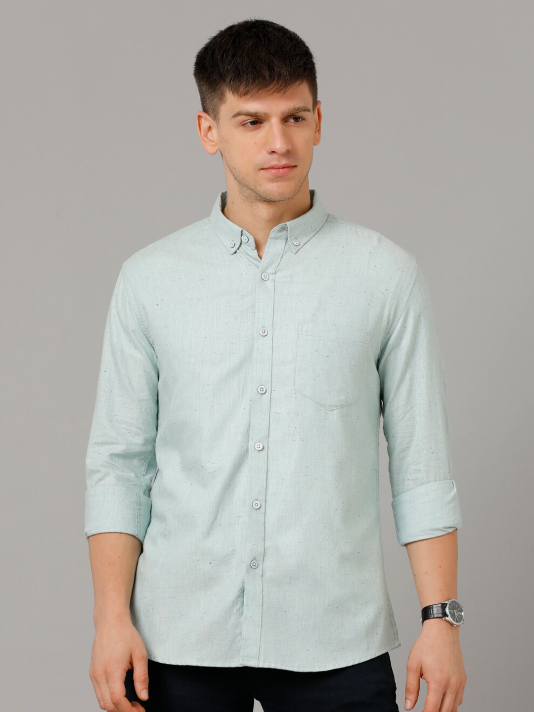 

YOVISH Button Down Collar Comfort Opaque Casual Shirt, Blue