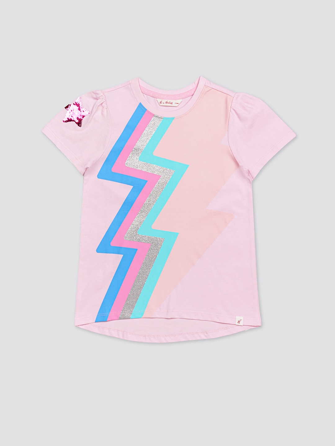 

H By Hamleys Girls Geometric Printed Cotton T-shirt, Pink
