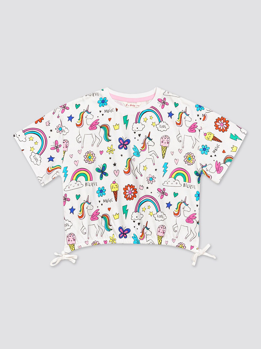 

H By Hamleys Girls Conversational Printed Cotton T-shirt, White