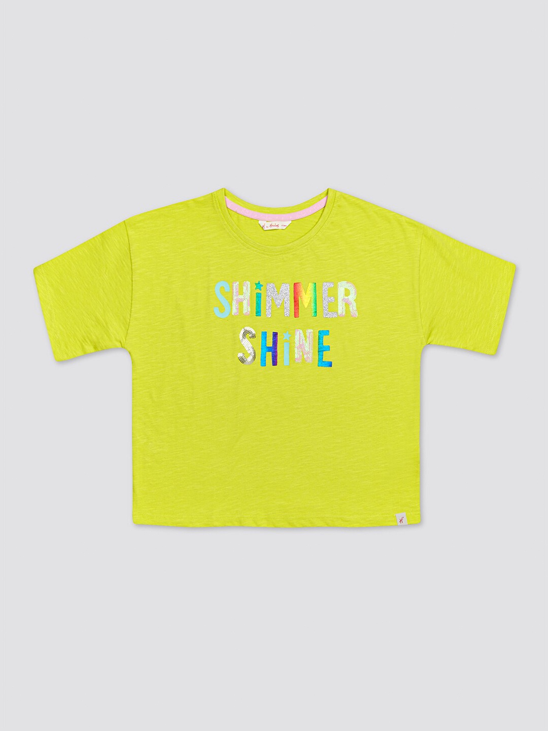 

H By Hamleys Girls Typography Printed Cotton T-shirt, Green