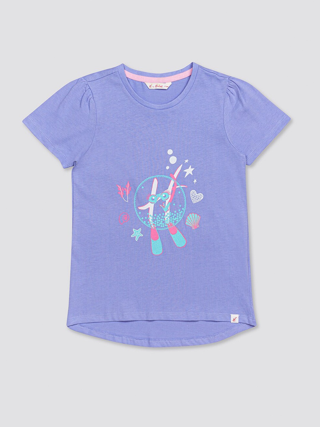 

H By Hamleys Girls Conversational Printed Cotton T-shirt, Purple