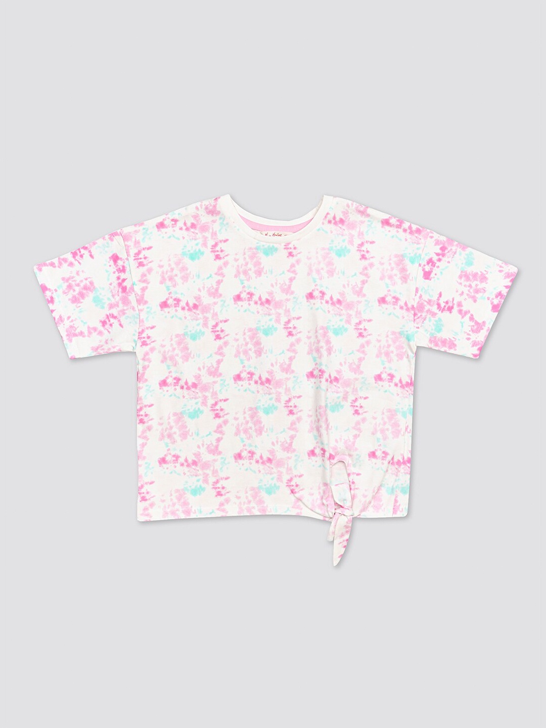 

H By Hamleys Girls Tie & Dye Round Neck Cotton T-shirt, White
