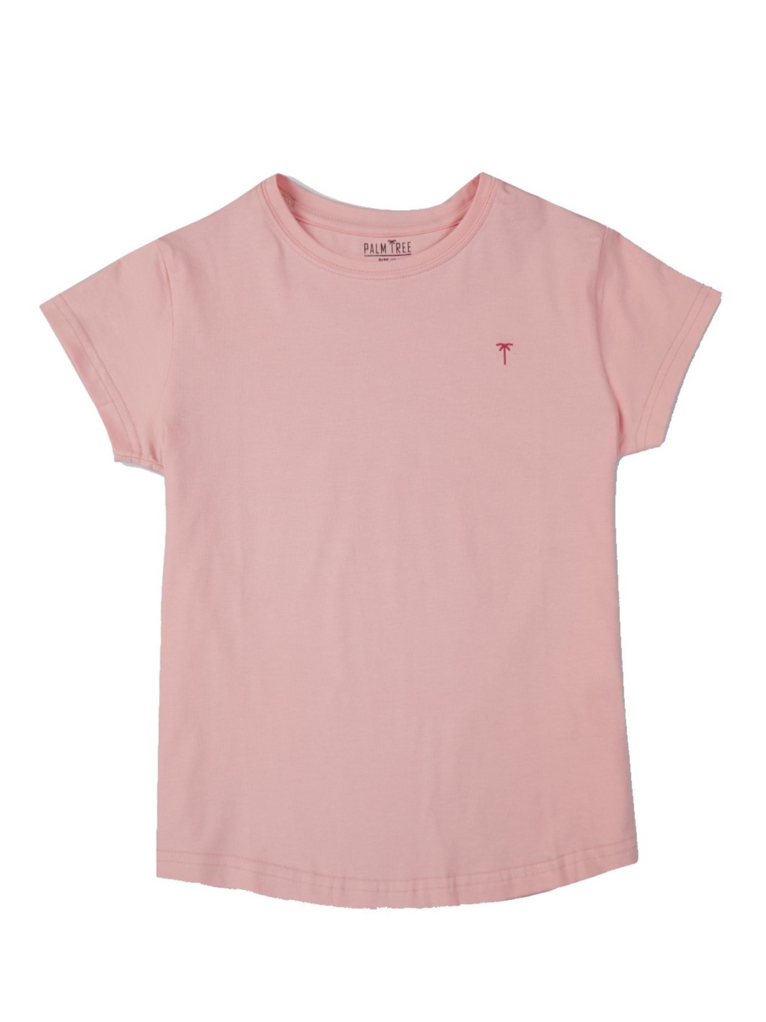 

Palm Tree Round Neck Cotton T-Shirt, Peach