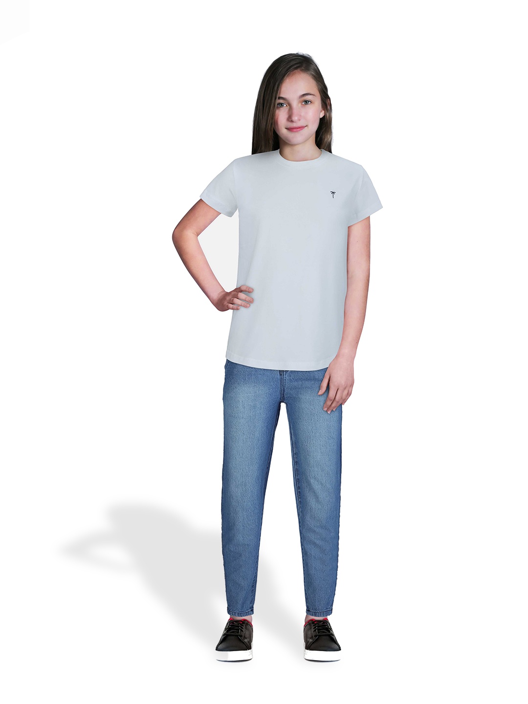 

Palm Tree Girls Round Neck Cotton Casual T-Shirt, White
