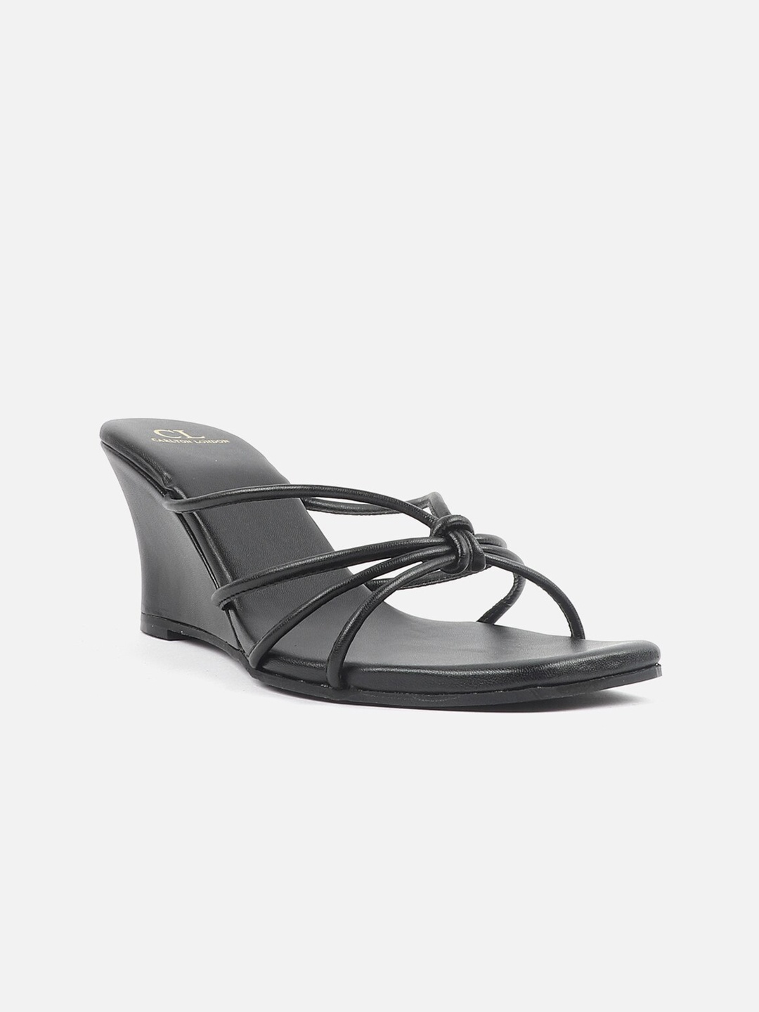 

Carlton London Strappy Open Toe Wedge Heels, Black