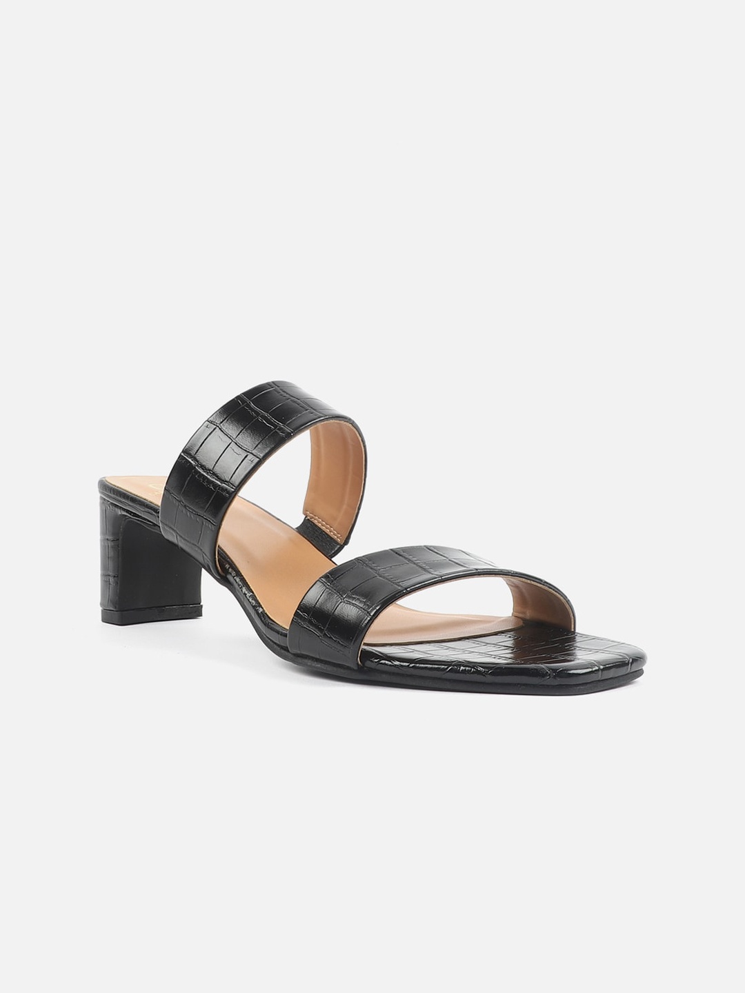 

Carlton London Textured Open Toe Block Heels, Black