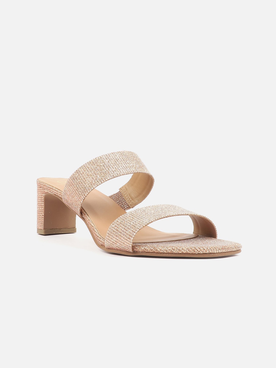 

Carlton London Textured Two Strap Block Heels, Rose gold