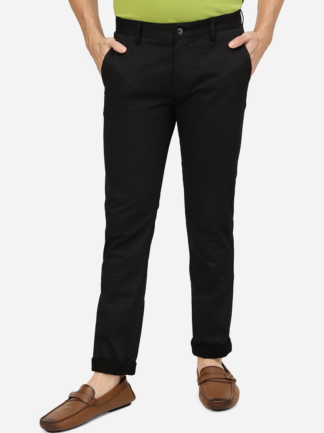 

Greenfibre Men Slim Fit Pure Cotton Regular Trousers, Black