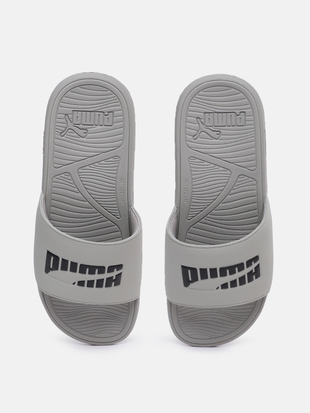 

Puma Men Brand Logo Printed Sliders, Grey