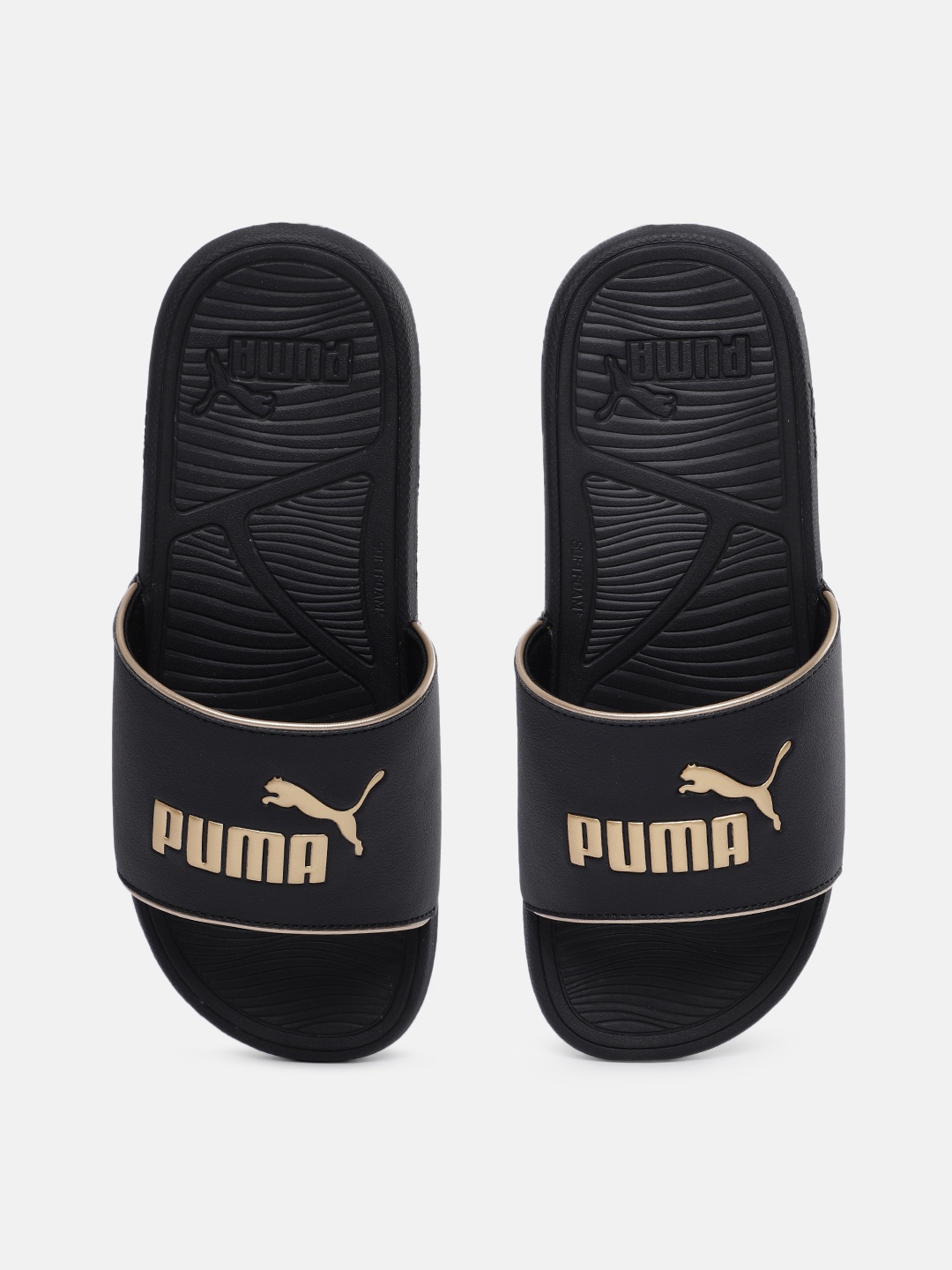 

Puma Unisex Brand Logo Printed Sliders, Black