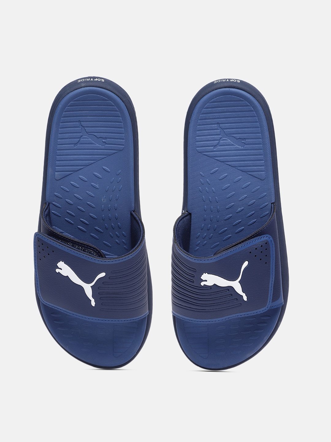 

Puma Men SOFTRIDE Brand Logo Printed Sliders, Blue